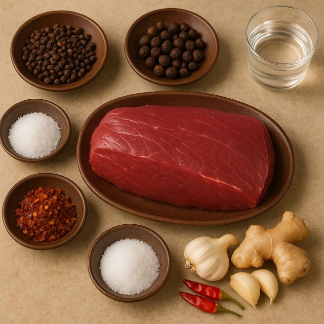Nguyên liệu để làm thịt trâu gác bếp ở vùng Tây Bắc Nguyên liệu để làm thịt trâu gác bếp ở vùng Tây Bắc