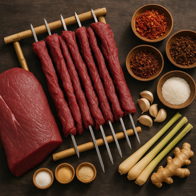 Nguyên liệu làm thịt trâu gác bếp Nguyên liệu làm thịt trâu gác bếp