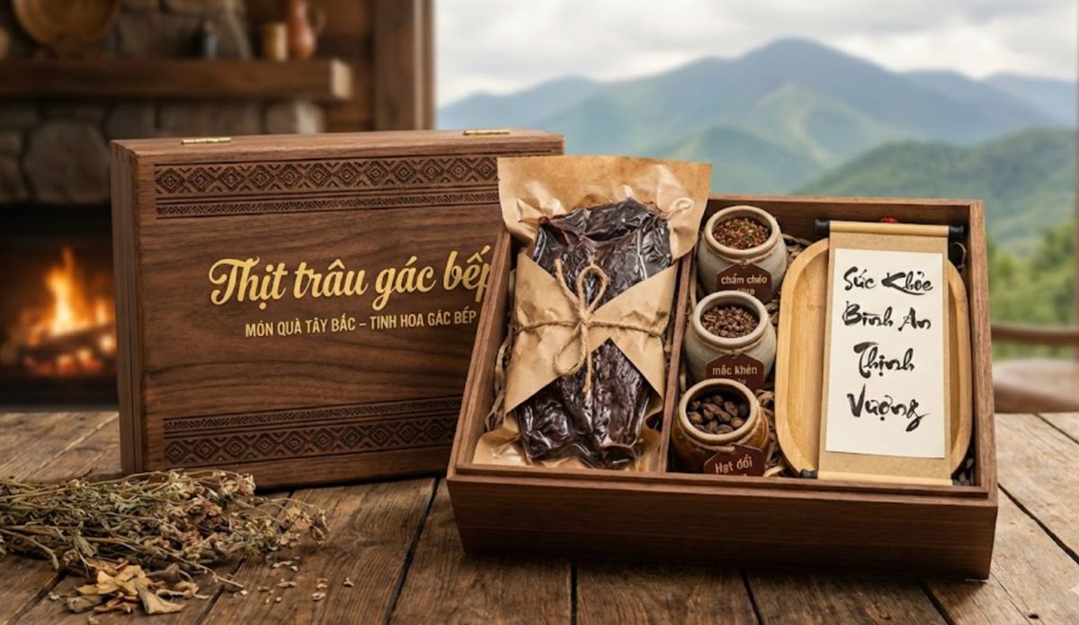 Set quà biếu thịt trâu gác bếp ý nghĩa, sang trọng